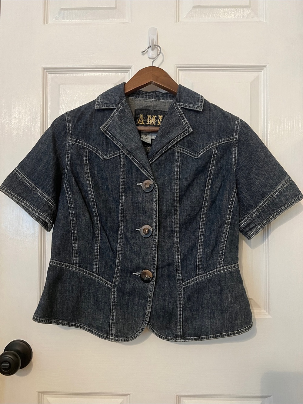 Vintage AMI Button Down Denim Short-Sleeve Shirt Jacket - Size S
